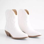 Soda White Embroidered Ankle Cowboy Boots Photo 0