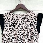 Savanna Jane Womens Dress Shift Leopard Animal Floral Embroidered Medium Black Photo 4