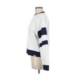 Faherty  Beach Fleece Ringer Crew Sweatshirt White Navy Stripe Long Sleeve Top M Photo 4