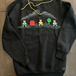 Tultex VINTAGE 80s‎ Handmade  Festive 3D Crewneck Sweater Bear School Photo 0