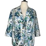 Coldwater Creek Blazer Notch Lapel White Green Blue Floral Women’s Size 20/22W Photo 0
