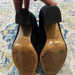 EXPRESS  Floral Botanical Embroidered Heeled black faux suede Booties, size 8 Photo 6