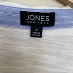 Jones New York  white long roll tab sleeve pullover cotton blouse top large Photo 4