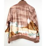 Hooey Satin Bomber Jacket XL Women’s Pink Desert Western Landscape Print Zip Up Brown Photo 6