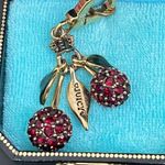 Juicy Couture Retired Pavè Red Cherry Charm Enameled Leaves With Box 16g Photo 1