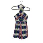 Woven Pattern Halter Romper, Sleeveless‎ Jumpsuit, Unique Print, Casual Party White Size XS Photo 1