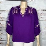 Napa Valley NWT Size XL Purple Embroidered Rayon Knit Peasant Shirt Top Photo 0