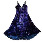 Heart Moon Star Vintage 90s Crushed Velvet Dress Whimsygoth Witchy Womens Small Purple Photo 0