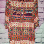 Anthropologie  FIG AND FLOWER HI LOW TUNIC BOLD FLORAL BOHO PRINTED BLOUSE M Photo 0