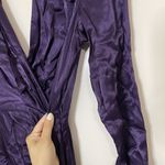 Mango NEW! MNG Purple vneck plunge open back Satin wrapped slit maxi dress US 4 Photo 7