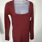 ASOS  Knit Maroon Square Neckline Long Sleeve Sweater Dress Size 6 NWOT Photo 5