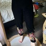 Johnny Was Los Angeles Women’s Small Black Velvet Embroidered Zosia Jogger Pants Photo 0