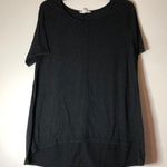 Love Riche black long tunic short sleeve shirt top T-shirt seam front printed M Photo 0
