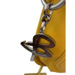 B. Makowsky Leather Shoulder Bag Purse Yellow Pebbled Quiet Luxury Leopard Lined Photo 4