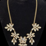 J.Crew  Statement Clear Rhinestone Gold Tone Floral Necklace Vintage Photo 0