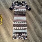 Parker  Blue Lilac Knit Dress Crochet Flower Motif Pattern Small Photo 3