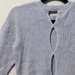 Pink Rose Knit Crewneck Sweater Periwinkle Blue Keyhole Cutout Back XS Photo 8