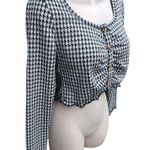 NWT La La Land Creative Co Women's Houndstooth Crop Top, Size S, Long Sleeve, Black Photo 1