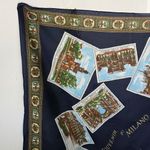 Vintage Souvenir Scarf Milano Milan Italy Green Photo 1