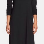 Eileen Fisher  viscose jersey Long Sleeve Scoop crew Neck Plain Black Mini dress Photo 0