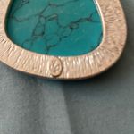 Faux Turquoise Oblong Large Necklace Pendant 3” H X 2.5” W Southwestern Western Green Photo 3