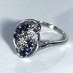 14KT SOLID WHITE GOLD DIAMOND & SAPPHIRE VINTAGE .64 TOTAL CARAT RING Photo 7