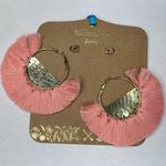 Shiraleah CHICAGO Anya Pink Earrings Gold Boho Tassel Fan Hoops NWT Photo 2