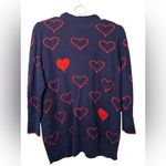 Anthropologie women's Small navy blue All Over HEART Cardigan Sweater Photo 1