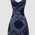 Cider  blue bandana paisley cowl neck cami bodycon mini dress size XS Photo 0
