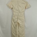 ZARA Utility Jumpsuit Beige Short Sleeve Zip Front Size xs Photo 6