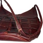 Brown Leather Mahogany Basket Weave Purse Made in Mexico Photo 11