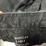 American Eagle  Curvy Super High Rise Baggy Wide Leg Black Wash Jeans size 12 Photo 3