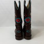 Noble Outfitters Stylish Brown Leather Ankle Boots with Embroidered Accents Size 9 Photo 3