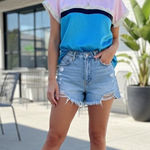 Juicy Couture  Black Label Short Sleeve Satin Color Block Blouse Top Size S NWOT Photo 0