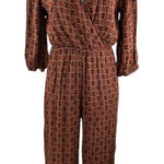 Blue Rain Multicolor Floral V Neck Faux Wrap Long Sleeve Wide Leg Jumpsuit Sz M Photo 0