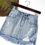 One Teaspoon One x  Womens Mini Skirt Distressed Light Wash Denim 26 Photo 1