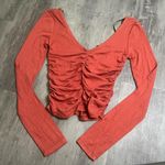 Forever 21 Ruched VNeck Long Sleeve Top Orange Size Small Photo 0