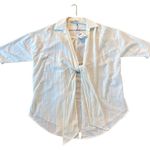 ZARA NWT cottonâwhite collared tie front blouse coverup M Photo 0