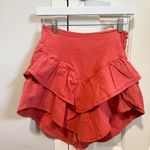 MOTHER Denim NWT - The Ruffle Mini Skirt in Hot Coral Photo 0