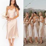 Show Me Your Mumu Verona Cowl Satin Midi Dress in Champagne Size Large Photo 1