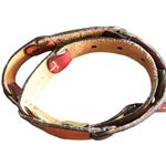 Fossil 100% Leather Suede Patchwork One Inch Wide Belt Brass Buckle Size M Photo 4