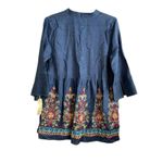 Uncle Frank Anthropologie‎  Tunic Top Size Medium Chambray Embroidery Floral NWT Photo 1