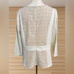 Ann Taylor  Ivory Lace Inset Knit Top Romantic Feminine Boho Workwear Size L Photo 1