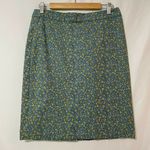 Talbots  Womens Yellow Teal Floral Back Zip Pencil Skirt Dark Academia 8 Photo 0