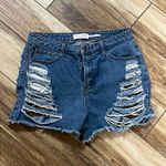 Denim Blvd  blue distressed denim shorts Photo 0