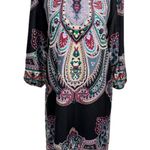 Funky People Bohemian Print Black Dress Mid Length Sleeves Fits Size Large Photo 2