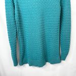 LL Bean Large Sweater Teal Textured Knit Crew Neck Long Sleeve Cotton 1702 Green Photo 7