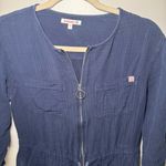 Sundry  Anthropologie Waisted Jumpsuit Navy Gauze Size S Zipper / 4 Pockets‎ Photo 4