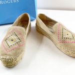 Jack Rogers Luna Suede Embroidery Slip On Flat Espadrilles Shoes Sand 7.5 Photo 3