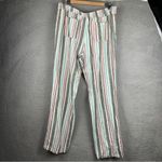 For Cynthia  Pants XL Blue Linen Blend Striped Womens Wide Leg Pull On Pants NWT Photo 2
